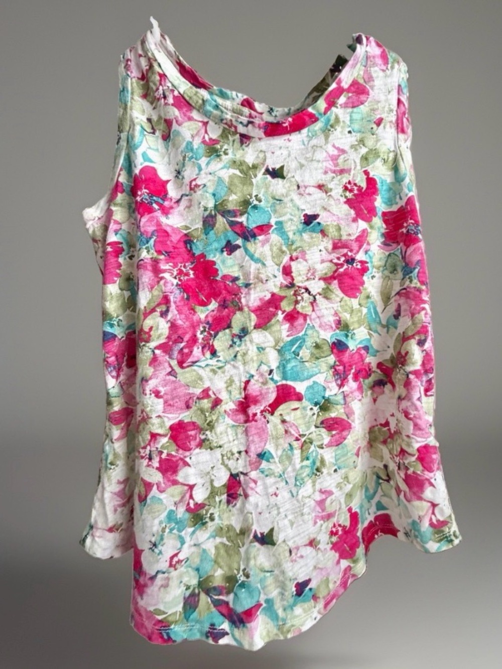 Blue Sol Women’s Floral Sleeveless Cotton Scoop Neck Tank Top Size M Multicolor